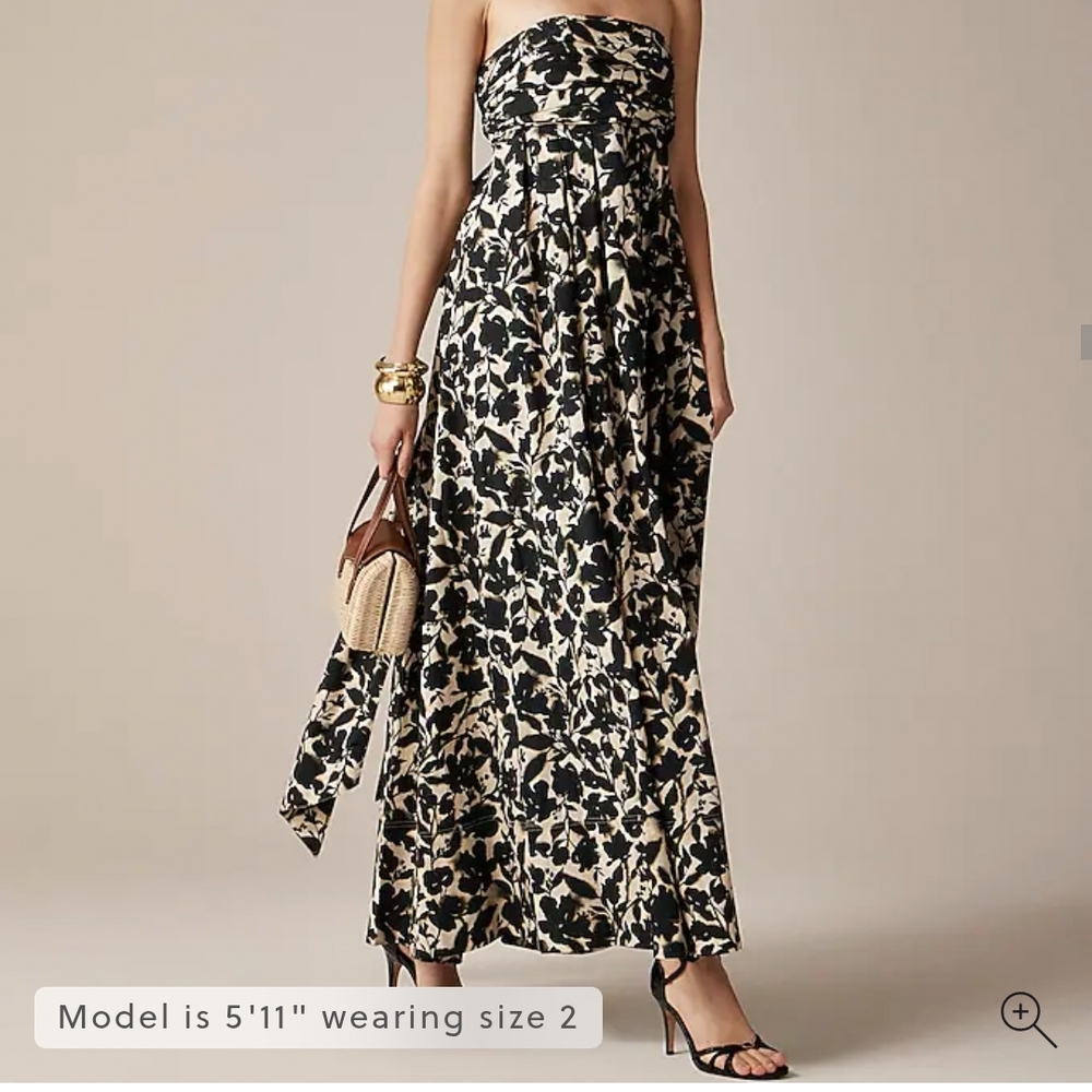 J. Crew Black and Cream Floral Maxi Skirt